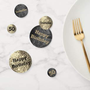 Black and Gold Geburtstags Glitzer Confetti Konfetti