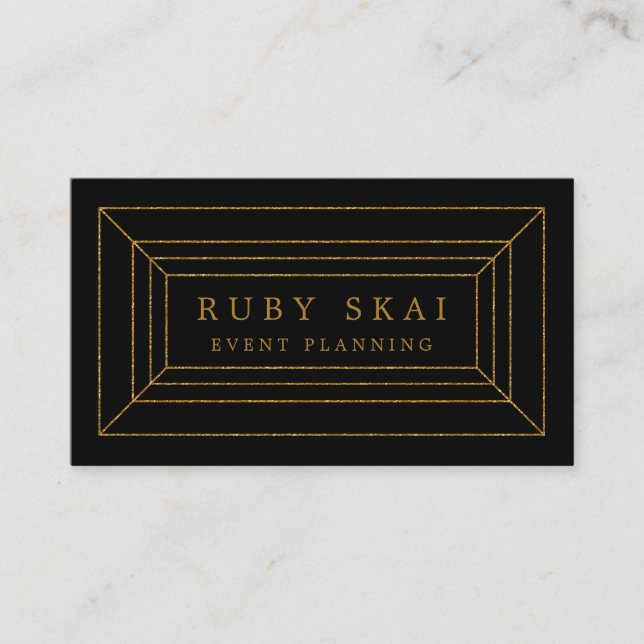Black and Gold Gemstone Chic Business Card Visitenkarte (Vorderseite)