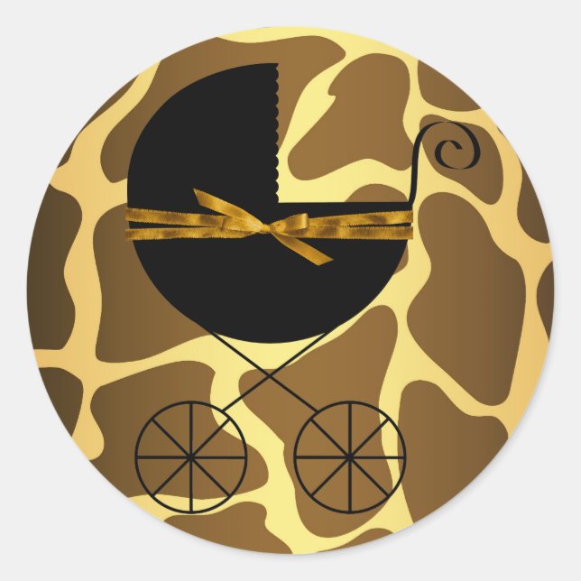 Black and Gold Giraffe Baby Shower Stickers (Vorderseite)