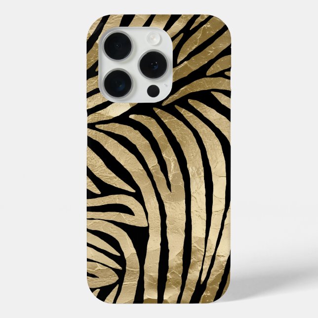 Black and Gold Glam Zebra Print Case-Mate iPhone Hülle (Rückseite)