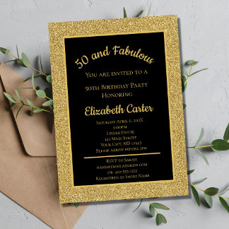 Black and Gold Glitzer 50 und fabelhafter Geburtst