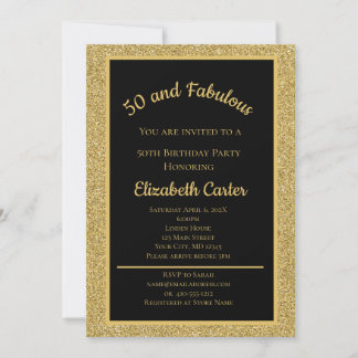 Black and Gold Glitzer 50 und fabelhafter Geburtst