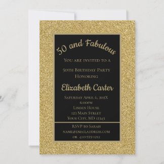 Black and Gold Glitzer 50 und fabelhafter Geburtst