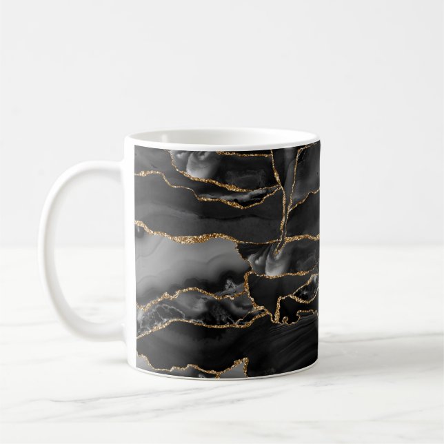 Black and Gold Glitzer Agate Kaffeetasse (Links)