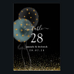 Black and Gold Glitzer Balloon Wedding Tischnummer<br><div class="desc">Transparente Aquarellballon Hochzeitskarten Tischnummer im Akzent von Schwarz und Gold mit einem Hauch von Blau.</div>