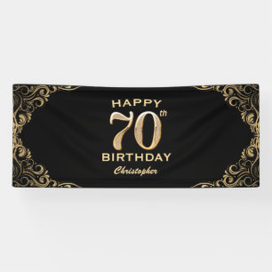 Black and Gold Glitzer Frame der 70. Geburtstagspa Banner