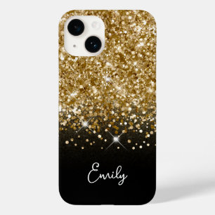 Black and Gold Glitzer Glam Case-Mate iPhone 14 Hülle