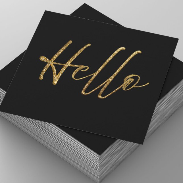 Black and Gold Glitzer Hello Business Card (Von Creator hochgeladen)