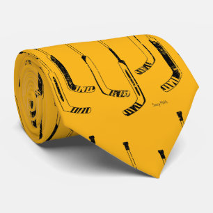 Black and Gold Goalie Sticks Hockey Krawatte