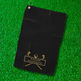 Black and Gold Golf Clubs Personalisiert Golfhandtuch