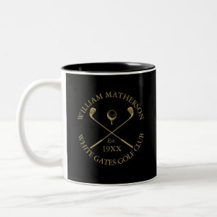 Black And Gold Golfclub Name Personalisiert Zweifarbige Tasse