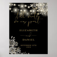 Black and Gold Goth Rose Lights Hochzeitszeichen