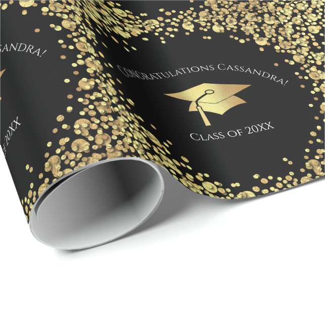 Black and Gold Graduation Geschenkpapier (Rolleneckpunkt)
