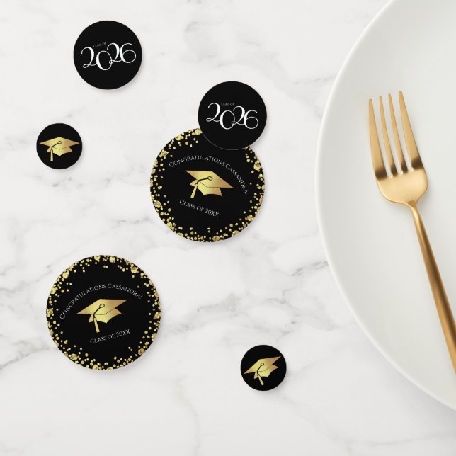 Black and Gold Graduation Konfetti (Gruppe)