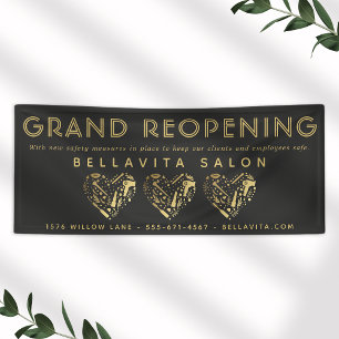Black and Gold Heart Salon Business Banner
