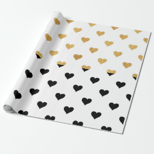 Black and Gold Hearts Geschenkpapier