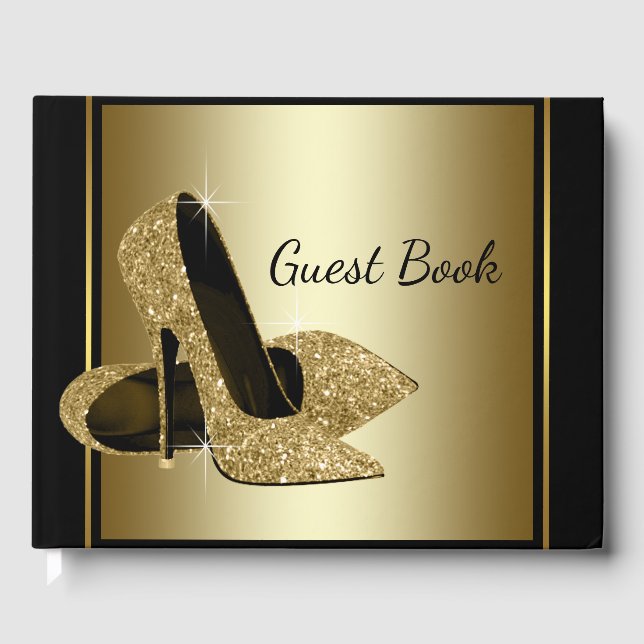 Black and Gold High Heel Shoel Gästebuch (Vorderseite)