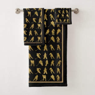 Black and Gold Hockey-Thema Badhandtuch Set