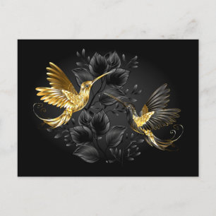 Black and Gold Hummingbird Ankündigungspostkarte