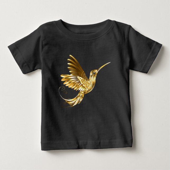 Black and Gold Hummingbird Baby T-shirt (Vorderseite)