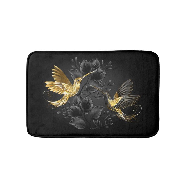 Black and Gold Hummingbird Badematte (Vorderseite)