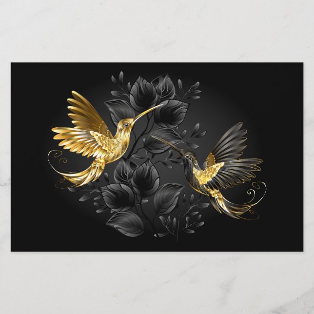 Black and Gold Hummingbird Briefpapier (Vorderseite)