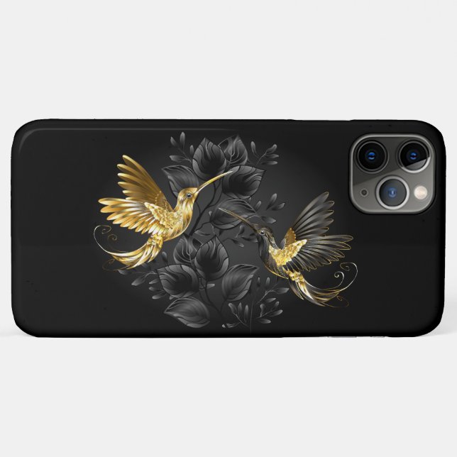 Black and Gold Hummingbird Case-Mate iPhone Hülle (Rückseite (Horizontal))