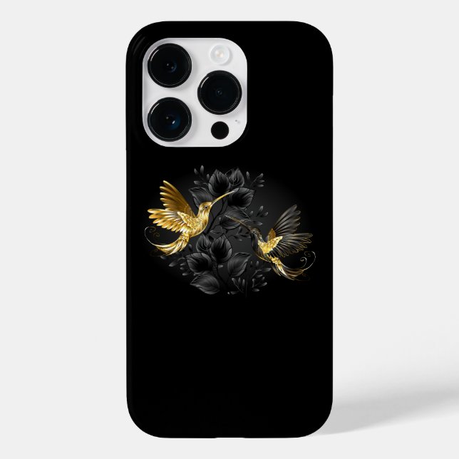Black and Gold Hummingbird Case-Mate iPhone Hülle (Rückseite)