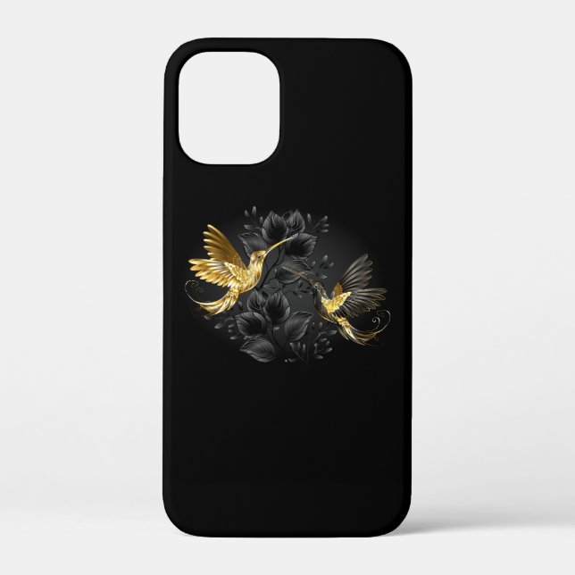 Black and Gold Hummingbird Case-Mate iPhone Hülle (Rückseite)