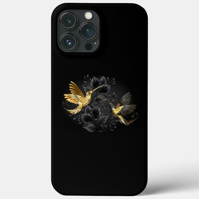 Black and Gold Hummingbird Case-Mate iPhone Hülle (Rückseite)