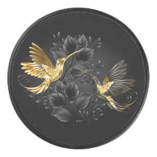 Black and Gold Hummingbird Eishockey Puck