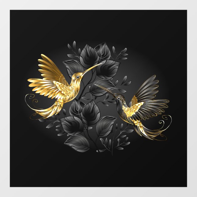 Black and Gold Hummingbird Fensteraufkleber (Blatt)
