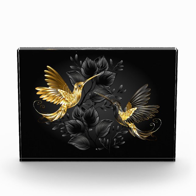 Black and Gold Hummingbird Fotoblock (Vorderseite)