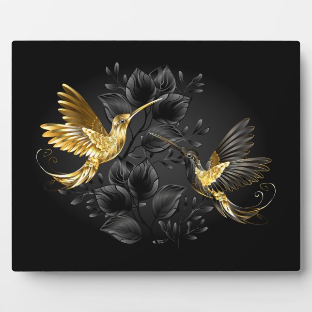 Black and Gold Hummingbird Fotoplatte (Vorderseite)