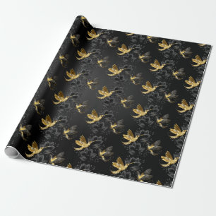Black and Gold Hummingbird Geschenkpapier
