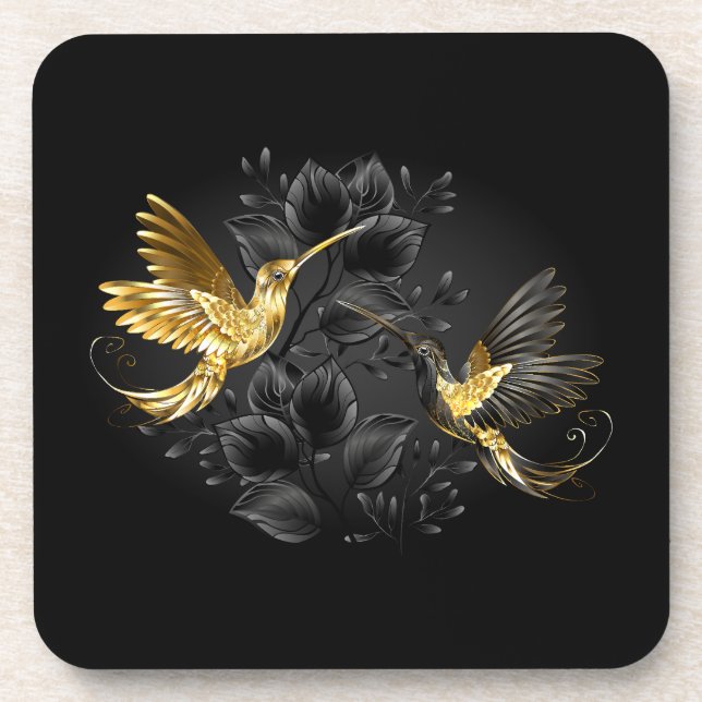 Black and Gold Hummingbird Getränkeuntersetzer (Vorderseite)