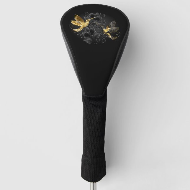 Black and Gold Hummingbird Golf Headcover (Vorderseite)