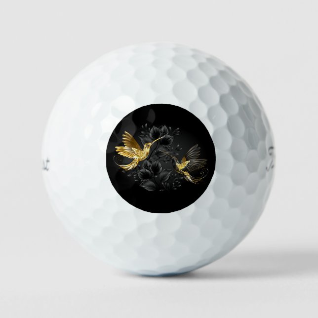 Black and Gold Hummingbird Golfball (Vorderseite)
