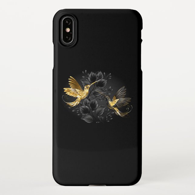 Black and Gold Hummingbird iPhone Hülle (Rückseite)