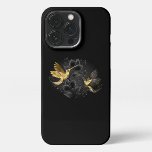 Black and Gold Hummingbird iPhone 13 Pro Hülle