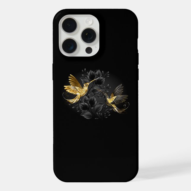 Black and Gold Hummingbird iPhone Hülle (Rückseite)