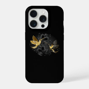 Black and Gold Hummingbird iPhone 15 Pro Hülle