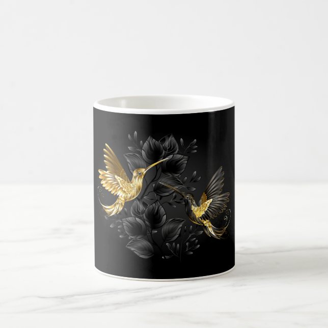 Black and Gold Hummingbird Kaffeetasse (Mittel)