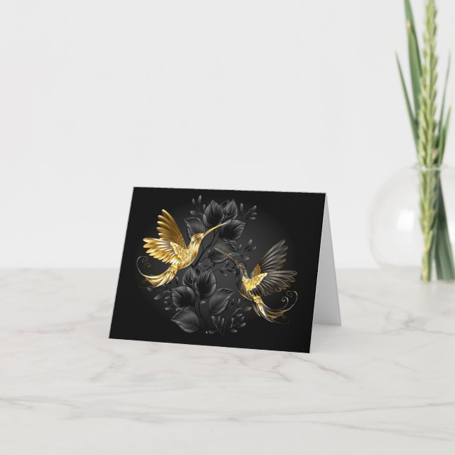 Black and Gold Hummingbird Karte (Vorderseite)