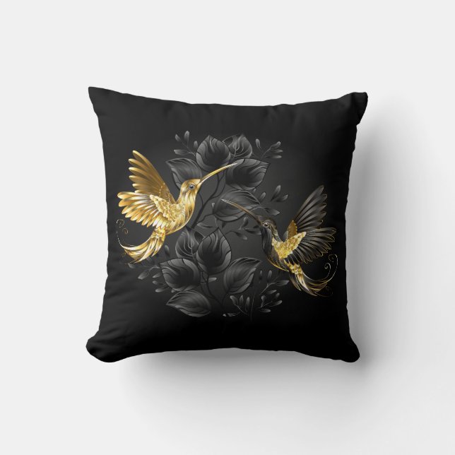Black and Gold Hummingbird Kissen (Vorderseite)