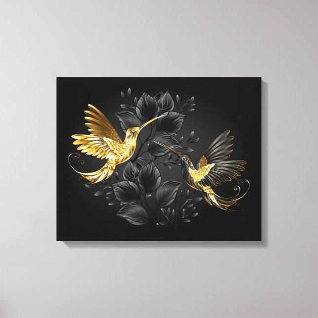 Black and Gold Hummingbird Leinwanddruck (Vorderseite)