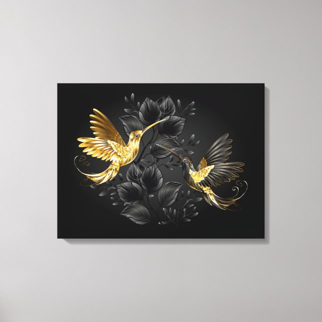 Black and Gold Hummingbird Leinwanddruck (Vorderseite)