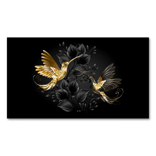 Black and Gold Hummingbird Magnetische Visitenkarte (Vorderseite)