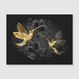 Black and Gold Hummingbird Magnetkarte