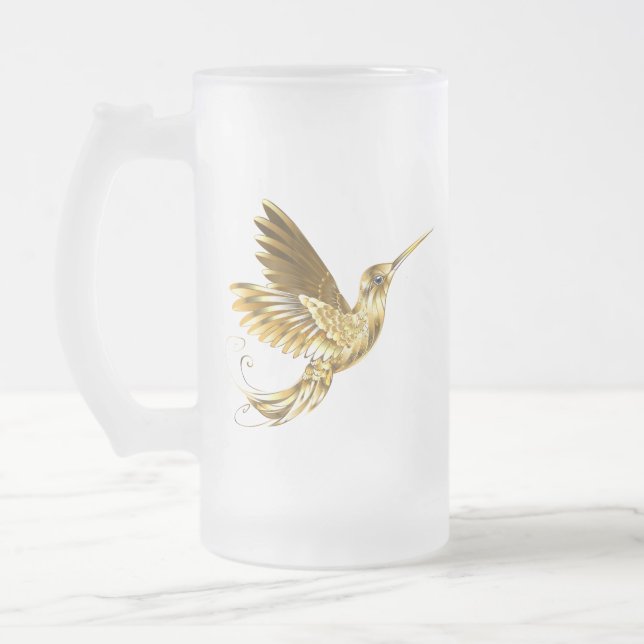 Black and Gold Hummingbird Mattglas Bierglas (Links)